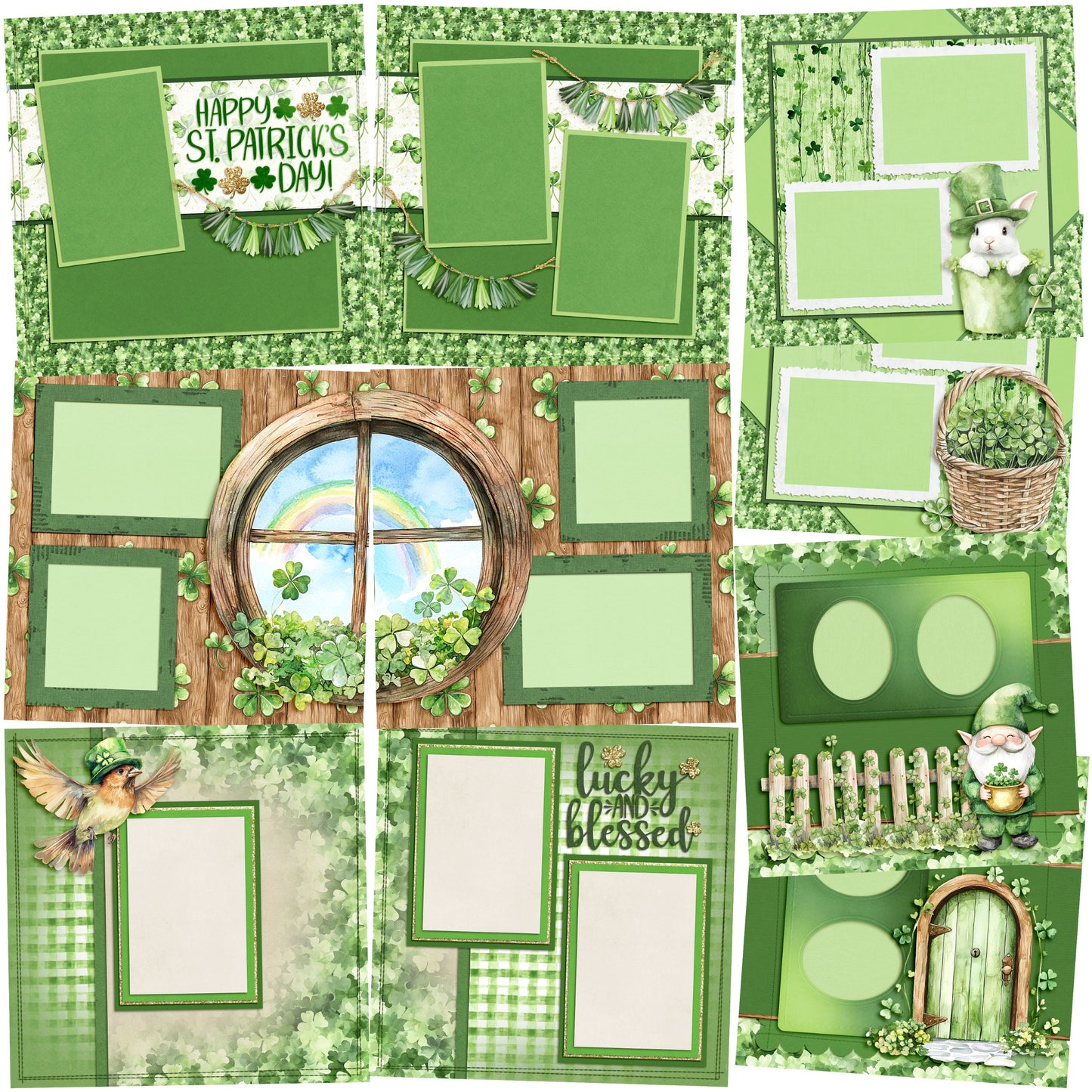 Lucky Cottage - Set of 5 Double Page Scrapbook Layouts - 25-1026