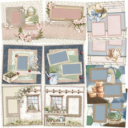 Spring Garden - Set of 5 Double Page Scrapbook Layouts - 25-1030