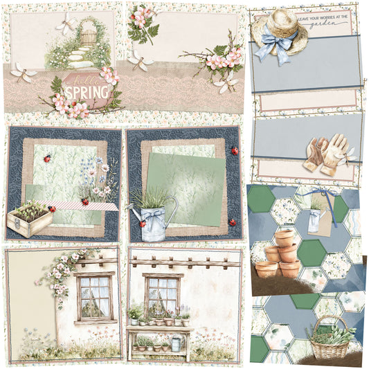 Spring Garden NPM - Set of 5 Double Page Scrapbook Layouts - 25-1031