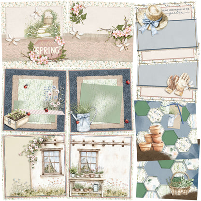 Spring Garden EZ Background Pages -  Digital Bundle - 10 Digital Scrapbook Pages - INSTANT DOWNLOAD