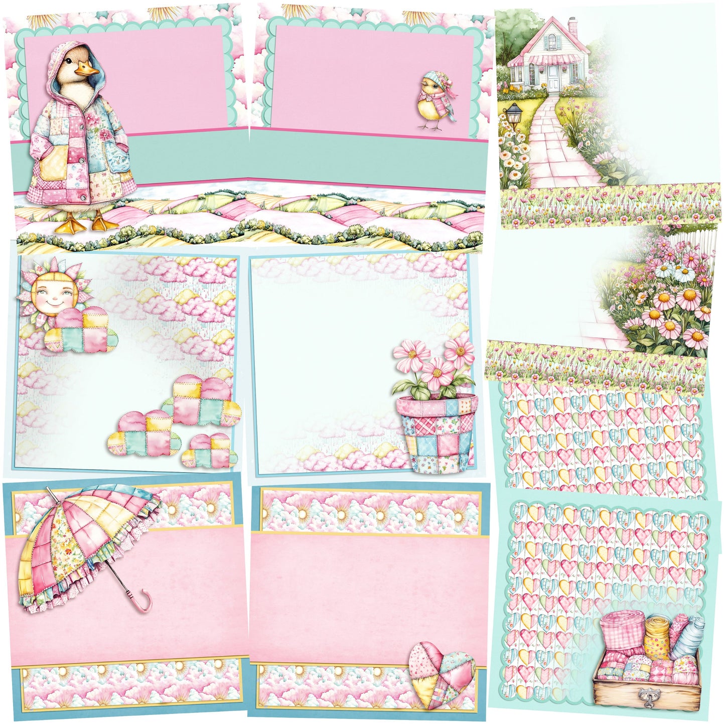 Patchwork NPM - Set of 5 Double Page Scrapbook Layouts - 25-1033