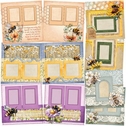 Honey Bee - Set of 5 Double Page Scrapbook Layouts - 25-1034