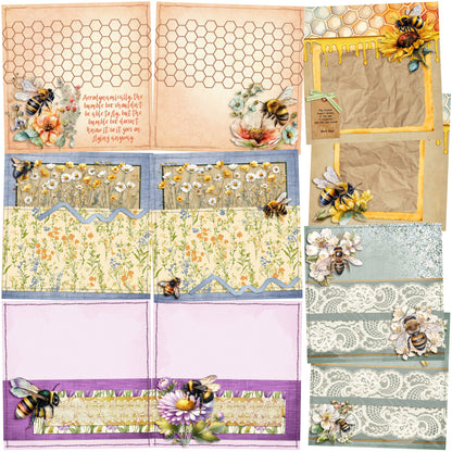 Honey Bee NPM - Set of 5 Double Page Scrapbook Layouts - 25-1035