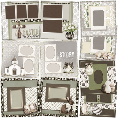 Easter Lace - Set of 5 Double Page Scrapbook Layouts - 25-1036