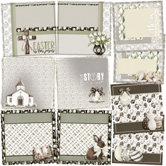 Easter Lace EZ Background Pages -  Digital Bundle - 10 Digital Scrapbook Pages - INSTANT DOWNLOAD