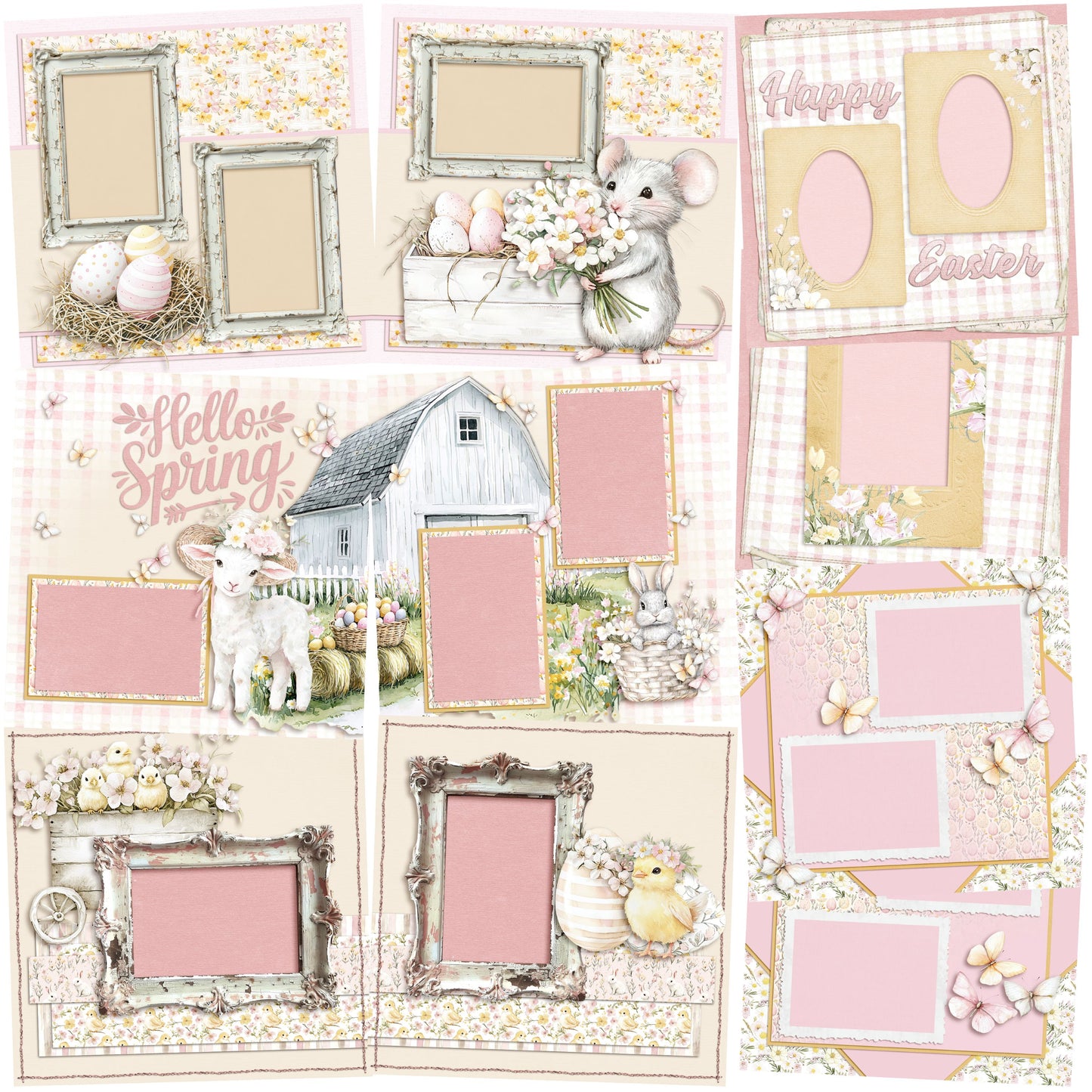 Sweet Easter - Set of 5 Double Page Scrapbook Layouts - 25-1038