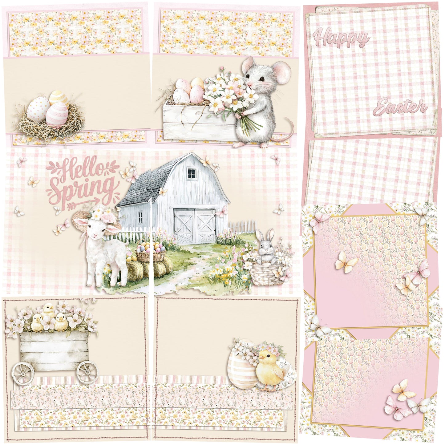 Rustic Sweet Easter EZ Background Pages -  Digital Bundle - 10 Digital Scrapbook Pages - INSTANT DOWNLOAD