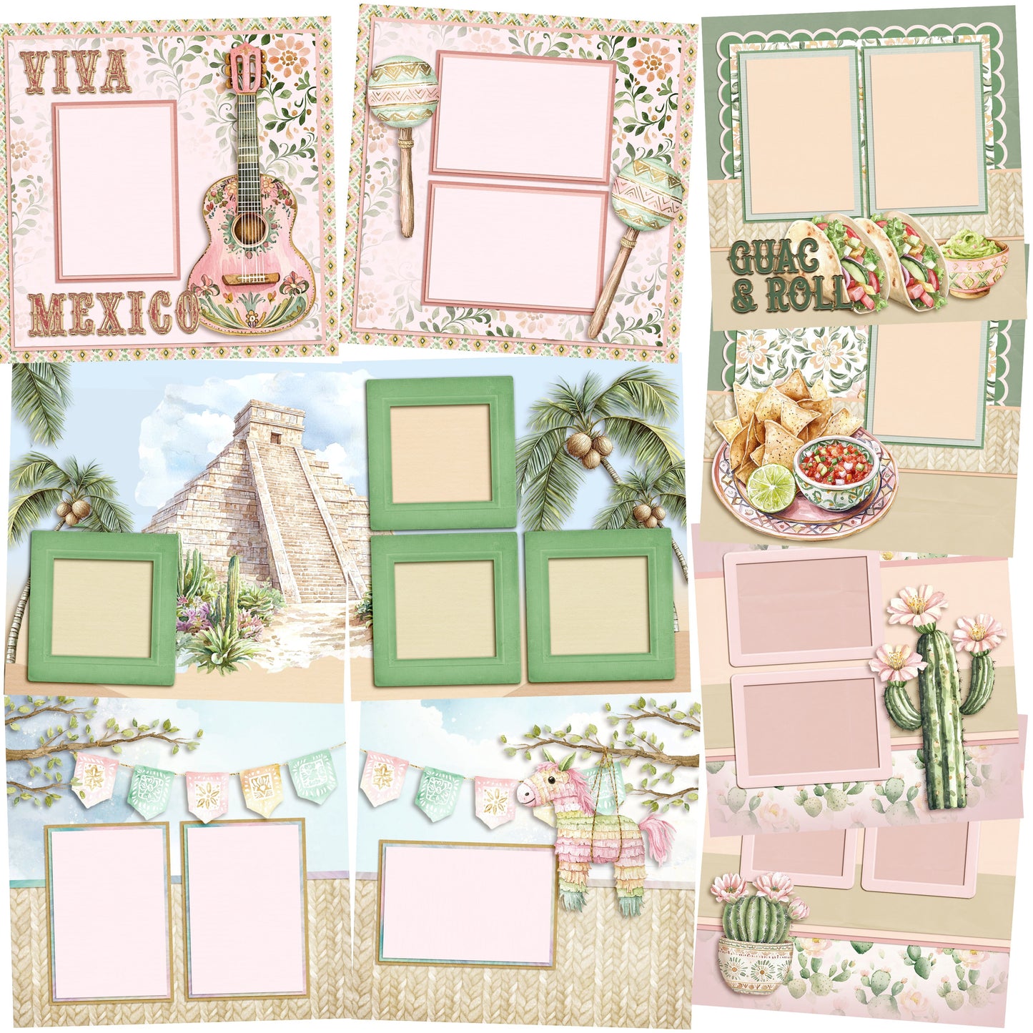 Viva Mexico - Set of 5 Double Page Scrapbook Layouts - 25-1046