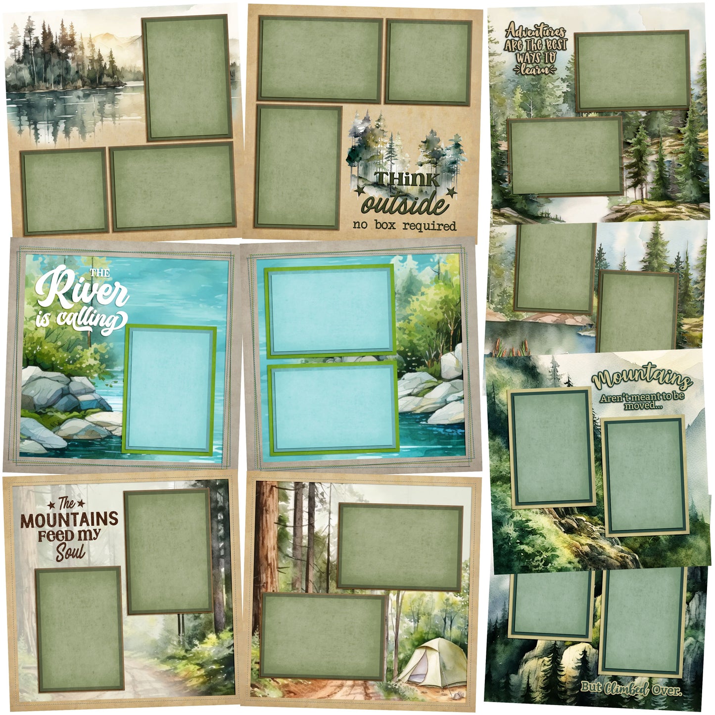 Outside Adventures - Set of 5 Double Page Scrapbook Layouts - 25-1052