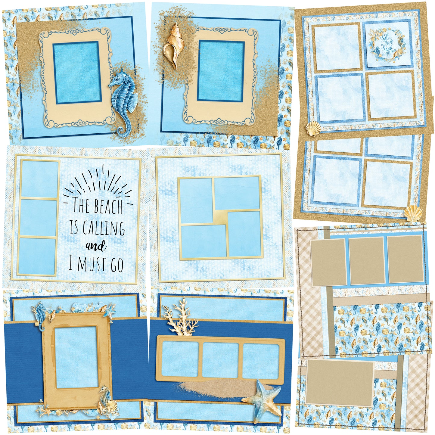 Sand & Sea - Set of 5 Double Page Scrapbook Layouts - 25-1092