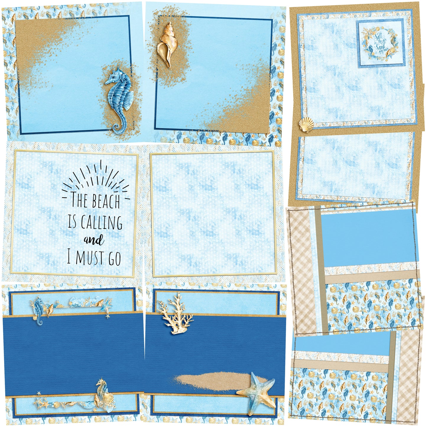 Sand & Sea NPM - Set of 5 Double Page Scrapbook Layouts - 25-1093