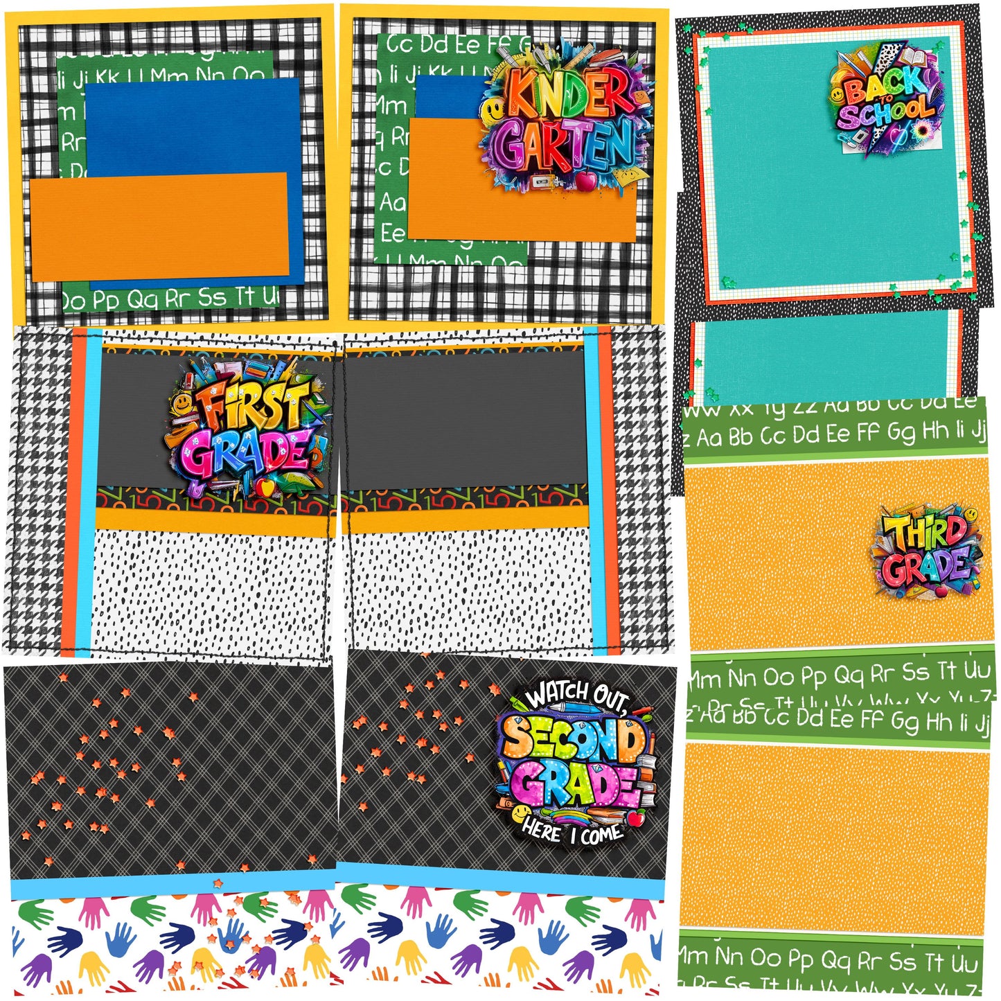 Back to School Boy Collection 1 NPM - Set of 5 Double Page Scrapbook Layouts - 25-1067