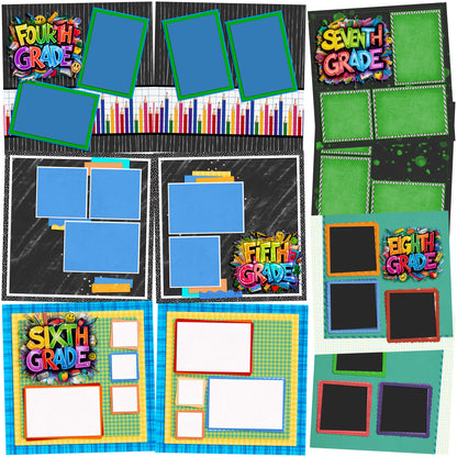 Back to School Boy Collection 2 - Set of 5 Double Page Scrapbook Layouts - 25-1068