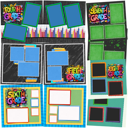 Back to School Boy Collection 2 - Set of 5 Double Page Scrapbook Layouts - 25-1068