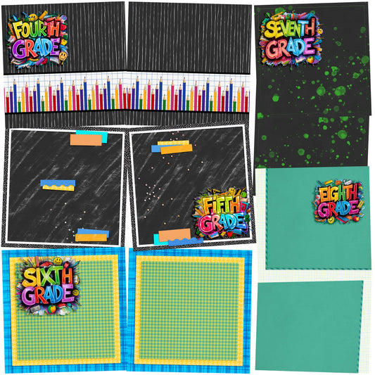 Back to School Boy Collection 2 EZ Background Pages -  Digital Bundle - 10 Digital Scrapbook Pages - INSTANT DOWNLOAD