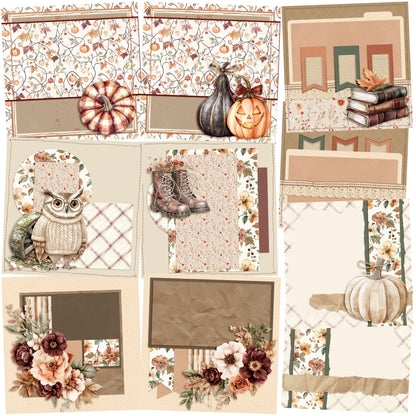Spelling Autumn NPM - Set of 5 Double Page Scrapbook Layouts - 25-1071