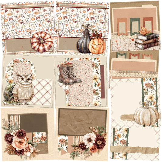 Spelling Autumn NPM - Set of 5 Double Page Scrapbook Layouts - 25-1071