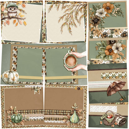 Autumn Gallery NPM - Set of 5 Double Page Scrapbook Layouts - 25-1073