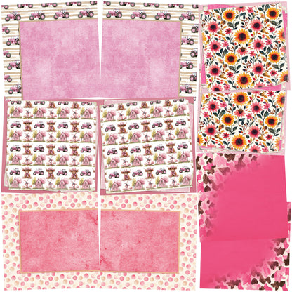 Pink Farm EZ Background Pages -  Digital Bundle - 10 Digital Scrapbook Pages - INSTANT DOWNLOAD