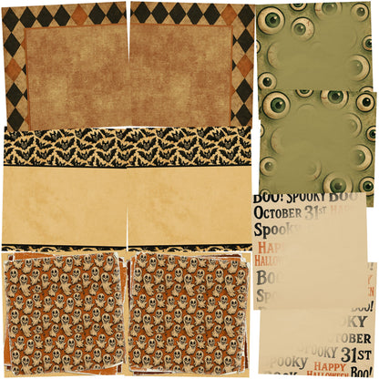 Retro Halloween NPM - Set of 5 Double Page Scrapbook Layouts - 25-1080