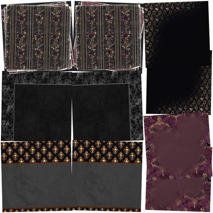 Baroque Halloween EZ Background Pages -  Digital Bundle - 10 Digital Scrapbook Pages - INSTANT DOWNLOAD