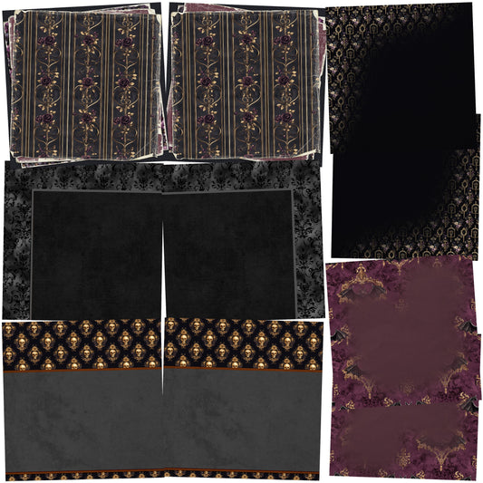 Baroque Halloween NPM - Set of 5 Double Page Scrapbook Layouts - 25-1081