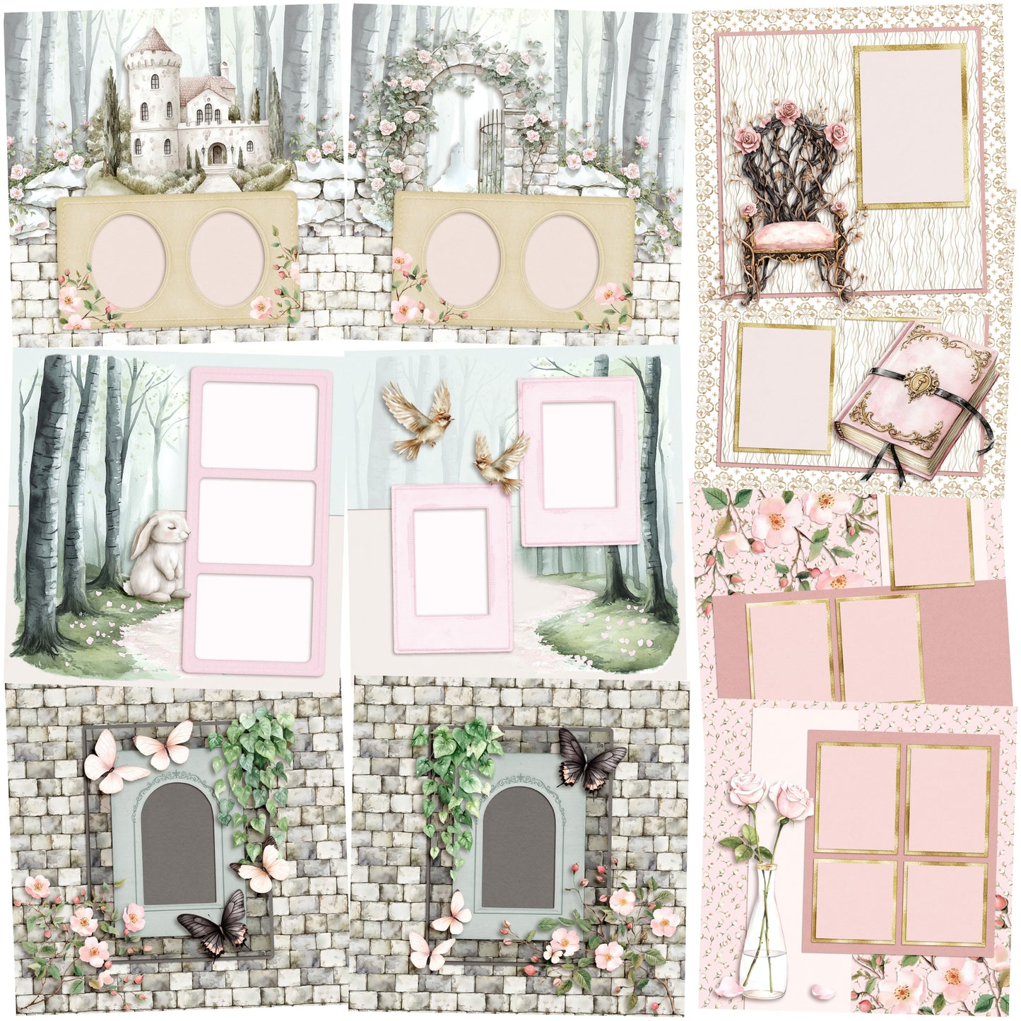 Enchanted Dream - Set of 5 Double Page Scrapbook Layouts - 25-1090