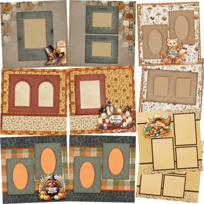 Give Thanks - Set of 5 Double Page Scrapbook Layouts - 25-1094
