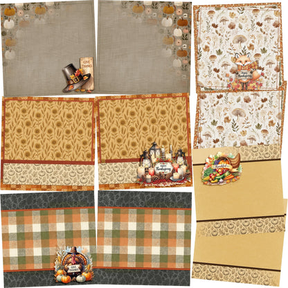 Give Thanks - Thanksgiving -EZ Background Pages -  Digital Bundle - 10 Digital Scrapbook Pages - INSTANT DOWNLOAD