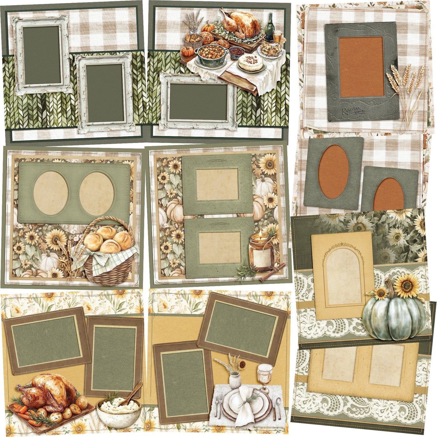 Grateful Feast - Set of 5 Double Page Scrapbook Layouts - 25-1096