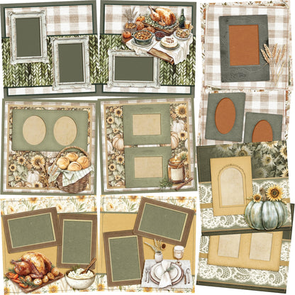 Grateful Feast - Set of 5 Double Page Scrapbook Layouts - 25-1096