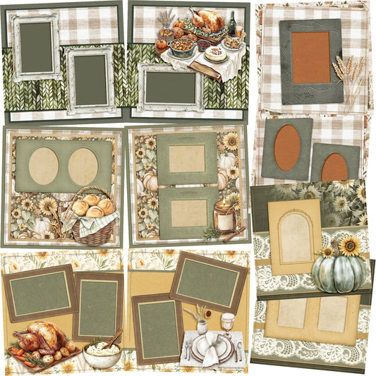 Grateful Feast - Set of 5 Double Page Scrapbook Layouts - 25-1096