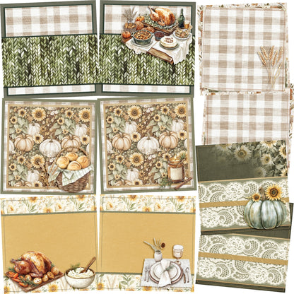 Grateful Feast EZ Background Pages -  Digital Bundle - 10 Digital Scrapbook Pages - INSTANT DOWNLOAD
