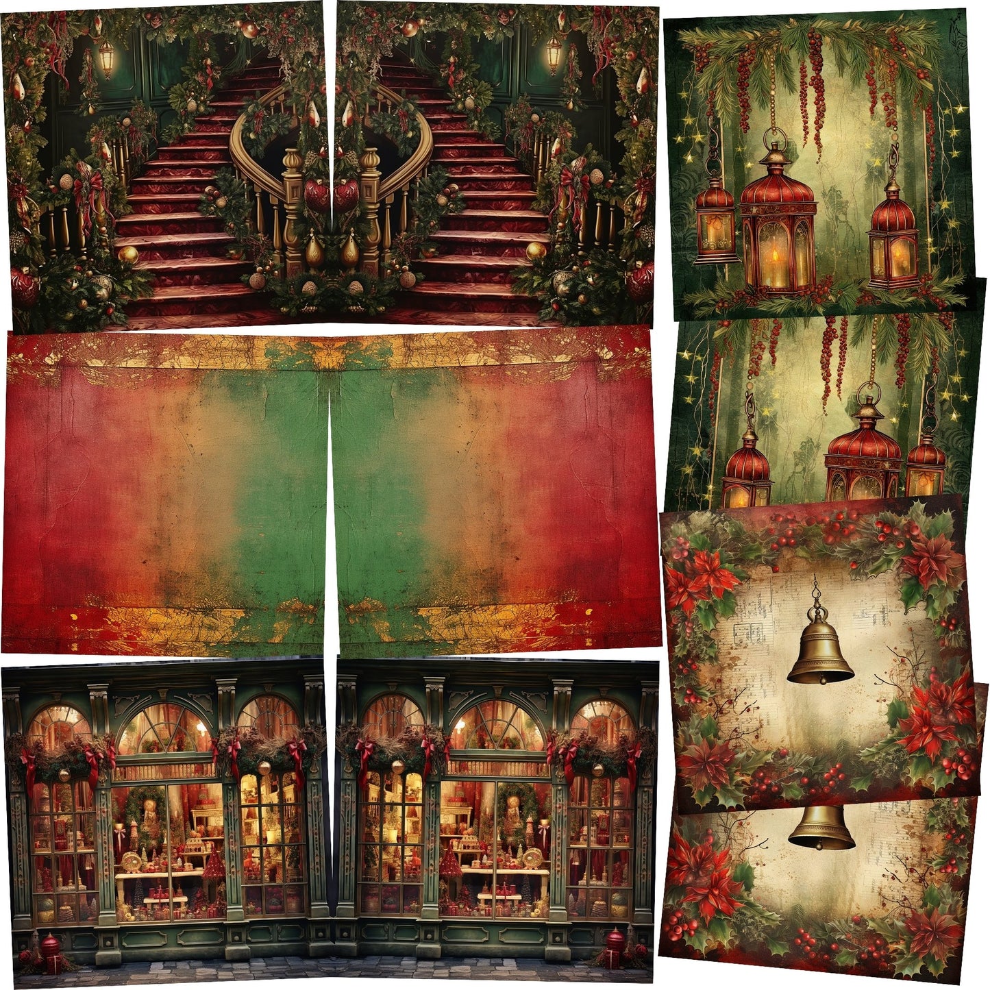 Christmas Bells NPM - Set of 5 Double Page Scrapbook Layouts - 25-1102