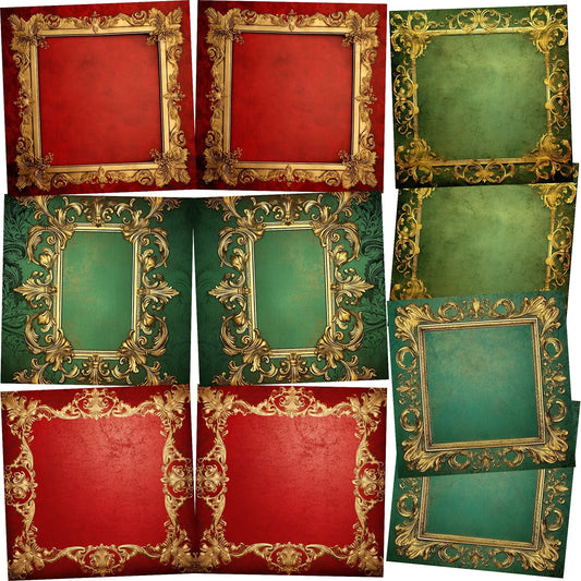 Christmas Baroque Frames NPM - Set of 5 Double Page Scrapbook Layouts - 25-1103