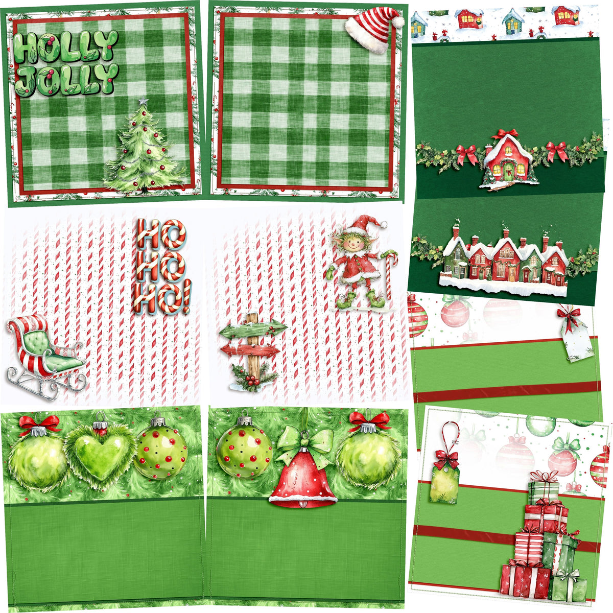 Whimsy Christmas - EZ Background Pages -  Digital Bundle - 10 Digital Scrapbook Pages - INSTANT DOWNLOAD
