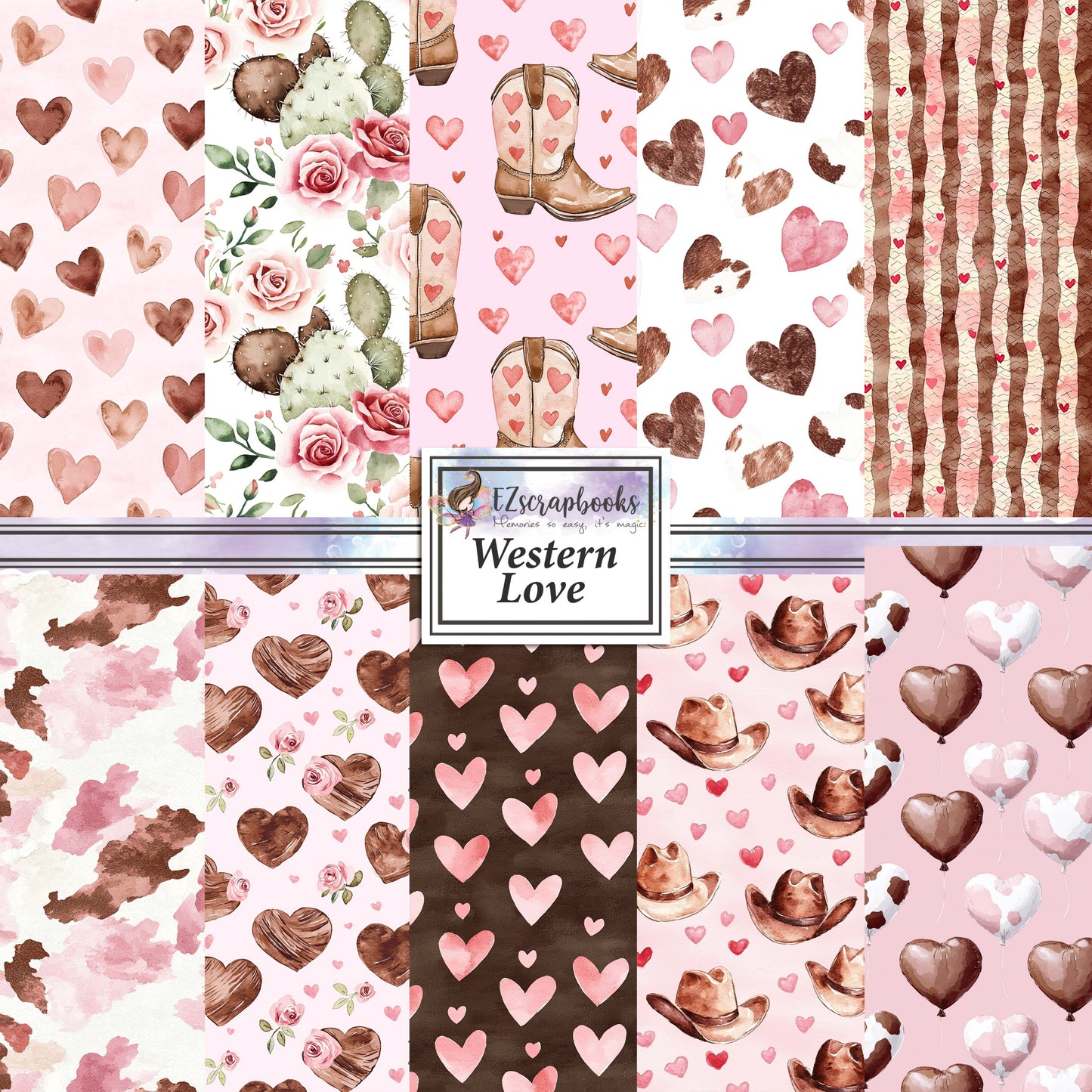 Western Love - 12X12 Scrapbook Paper Pack - 25-8017