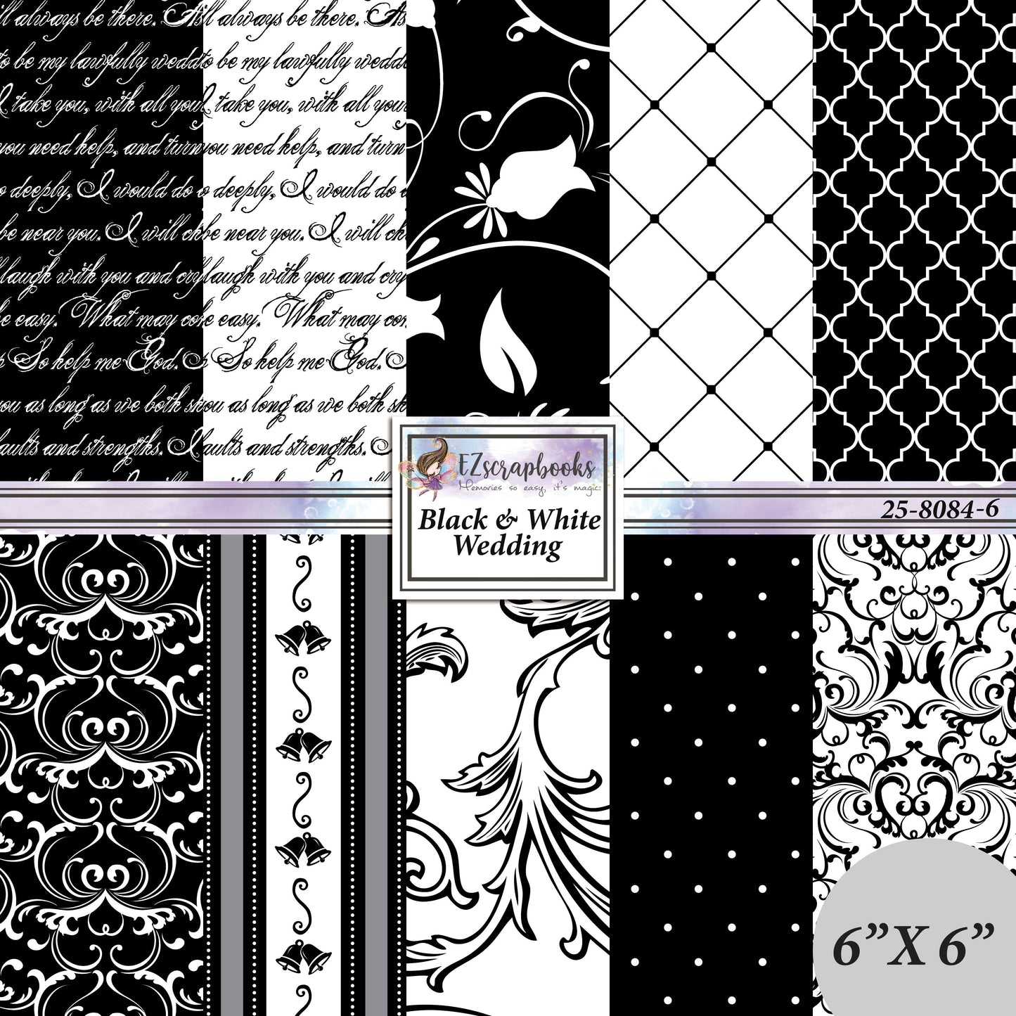 Black & White Wedding - 6X6 Paper Pack - 25-8084-6