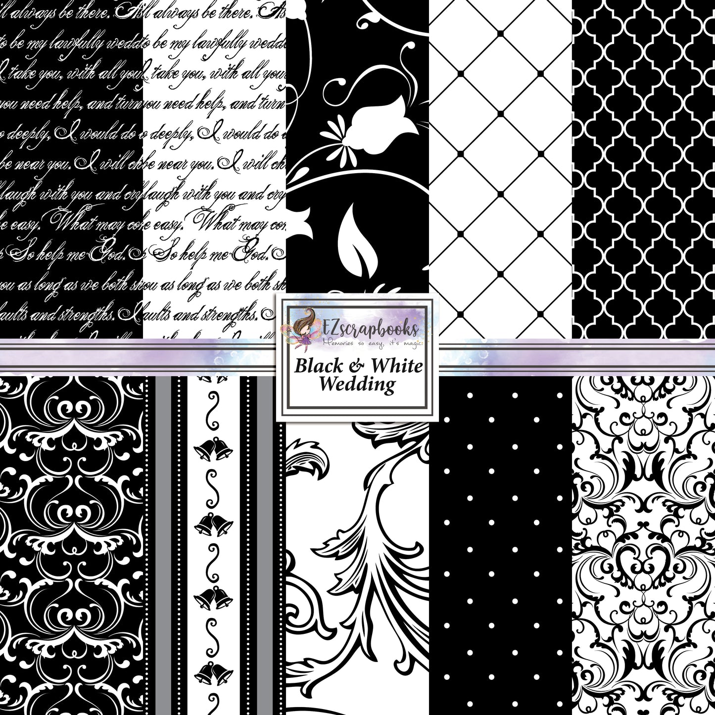 Black & White Wedding - 12X12 Scrapbook Paper Pack - 25-8084