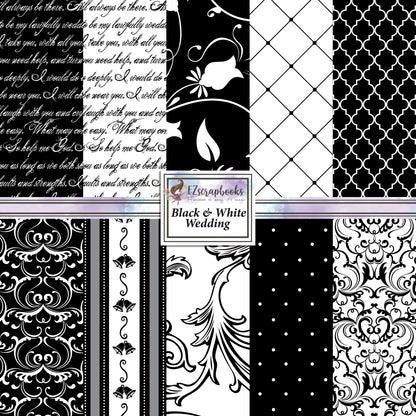 Black & White Wedding - 12X12 Scrapbook Paper Pack - 25-8084
