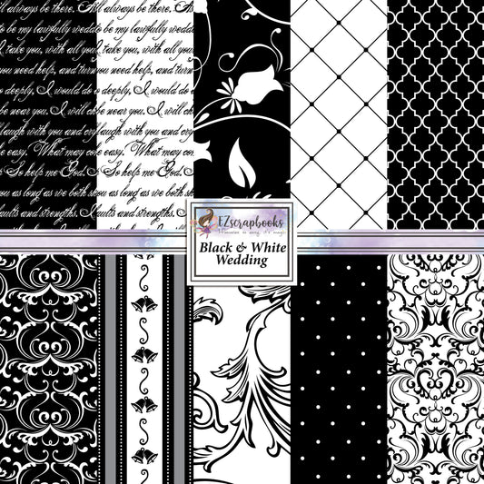 Black & White Wedding - 12X12 Scrapbook Paper Pack - 25-8084