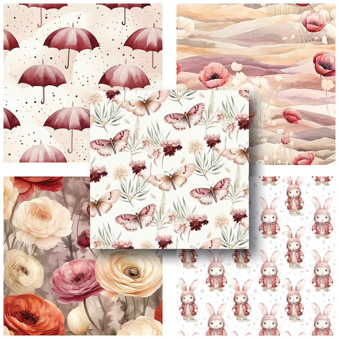 Burgundy Spring - 12X12 Scrapbook Paper Pack - 25-8190