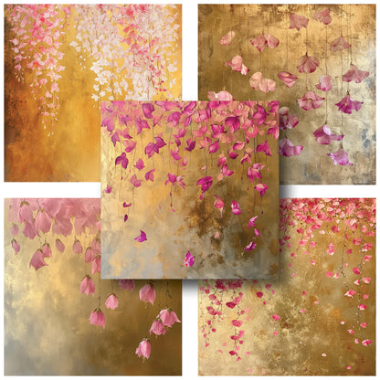 Pink Gold Flower Cascade - 12X12 Scrapbook Paper Pack - 25-8197