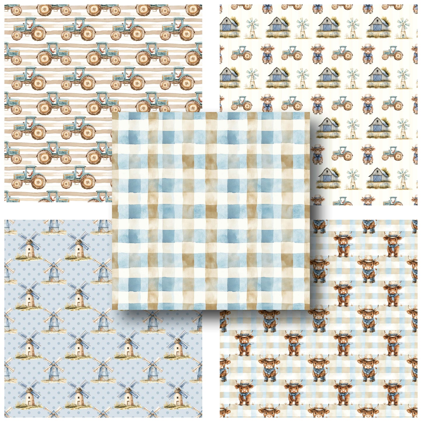 Blue Farm - 12X12 Scrapbook Paper Pack - 25-8198