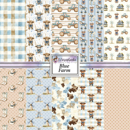 Blue Farm - 12X12 Scrapbook Paper Pack - 25-8198