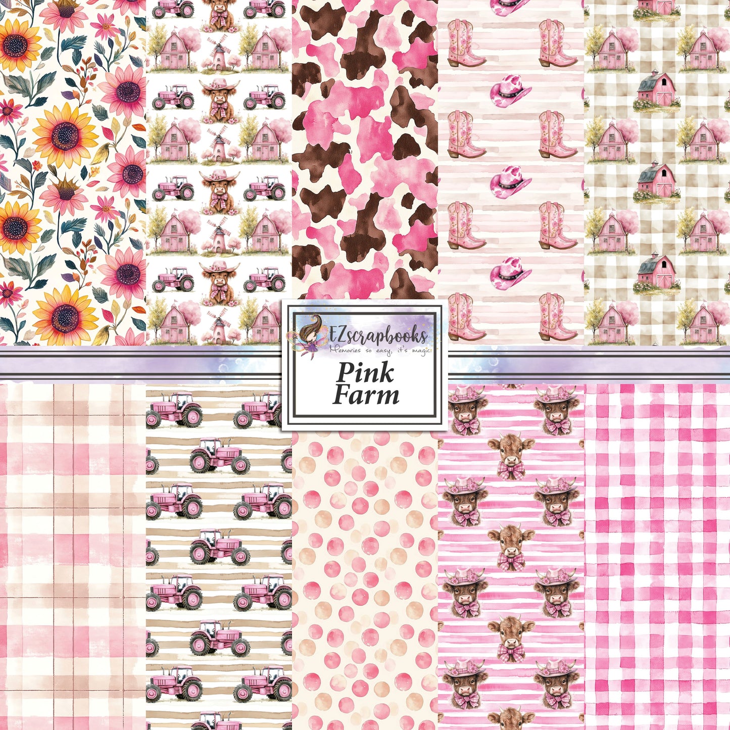 Pink Farm - 12X12 Scrapbook Paper Pack - 25-8199