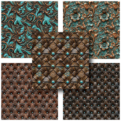 Turquoise Leather - 12X12 Scrapbook Paper Pack - 25-8201