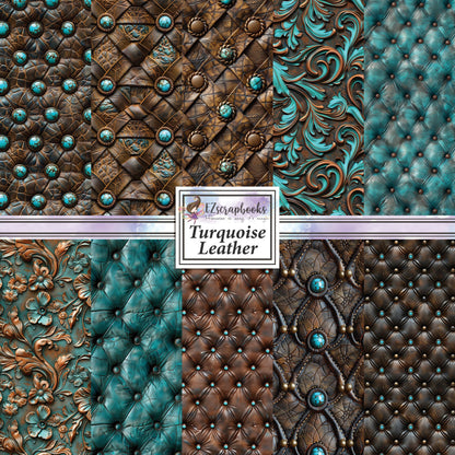 Turquoise Leather - 12X12 Scrapbook Paper Pack - 25-8201
