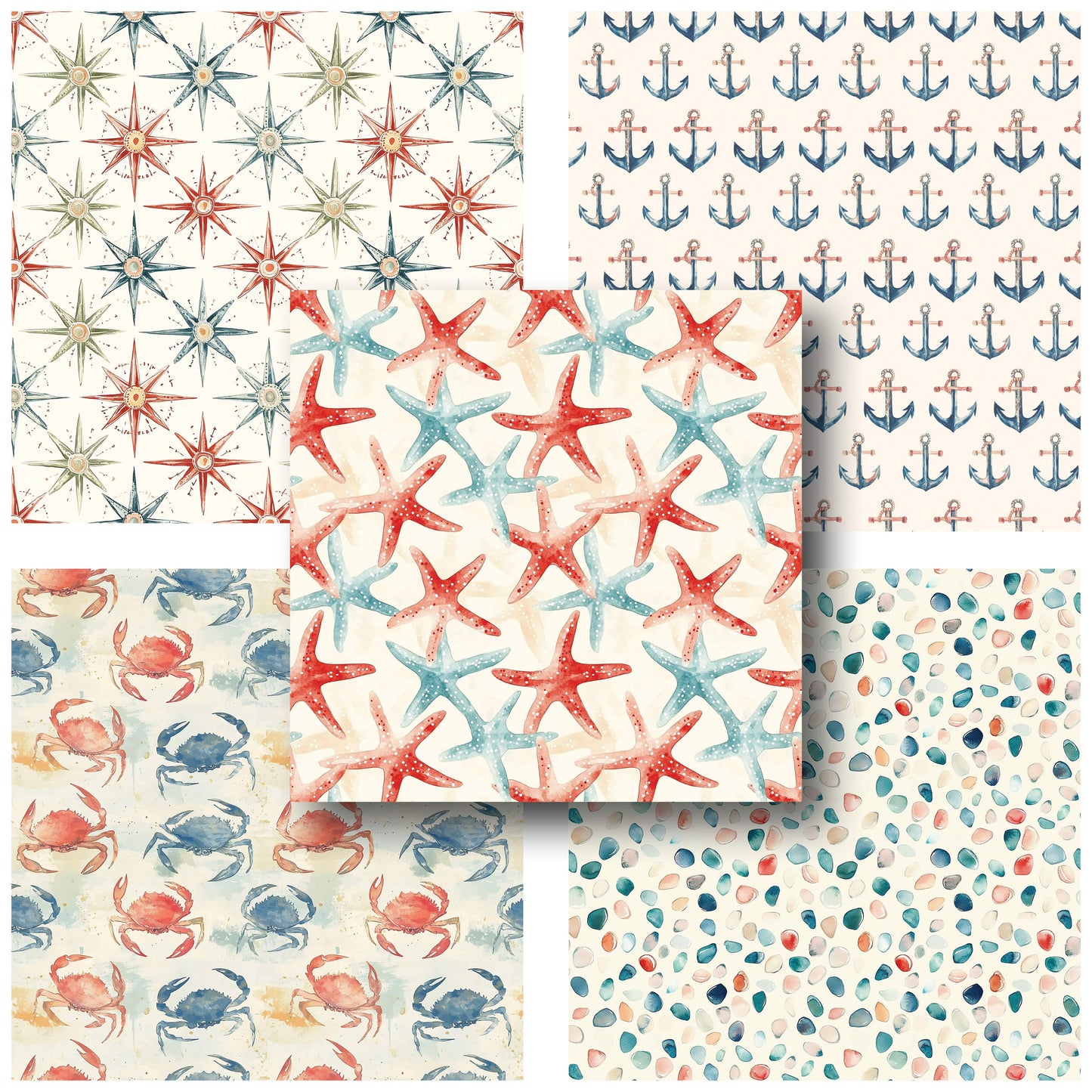 Watercolor Nautical - 12X12 Scrapbook Paper Pack - 25-8202