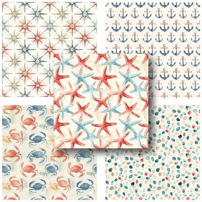 Watercolor Nautical - 12X12 Scrapbook Paper Pack - 25-8202